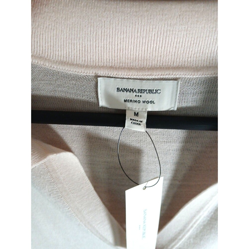 NWT Banana Republic Women's M Bella Merino Wool Polo Sweater Light Pink - Picture 4 of 11